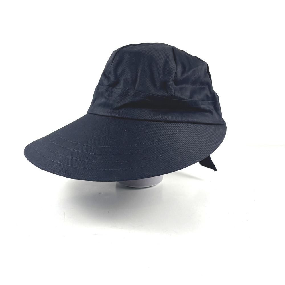 Sun Hat Womens OS Black Wide Brim Bow Back Cotton Beachwear Garden Summer Travel